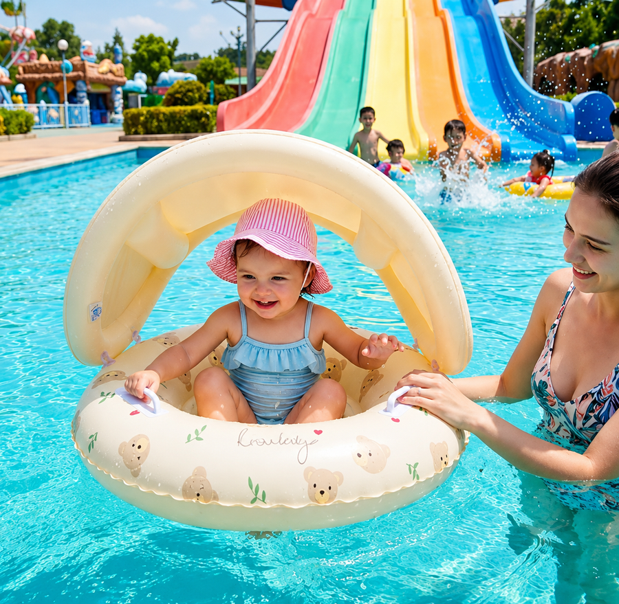 Sunny Cove — Flotador de Bebé con Parasol UPF50+